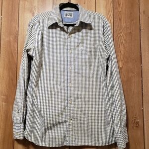 Men's Converse long sleeve button up shirt plaid size Large yellow/blue.